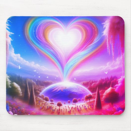 Liebe überall auf der Welt auf farbenfrohem Deskto Mousepad (Vorne)
