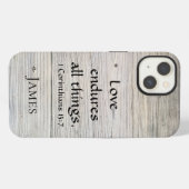 Liebe überdauert Monogramm Holz iPhone-Hülle iPhone Hülle (Rückseite (Horizontal))