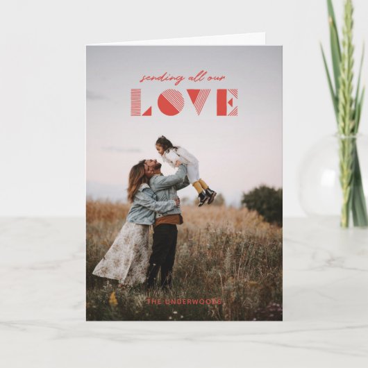 Liebe überlagern Valentinstag-Karte - Rot Dankeskarte (Vorderseite)