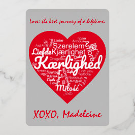 LIEBE übersetzt in 40 Sprachen Valentinstag Folien Feiertagskarte