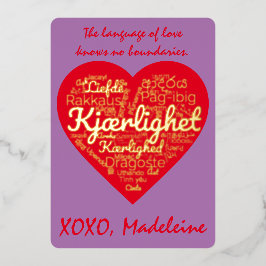 LIEBE übersetzt in 50 Sprachen Valentinstag Folien Feiertagskarte