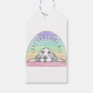 Liebe überwindet alles Hund Regenbogen Basset Houn Geschenkanhänger