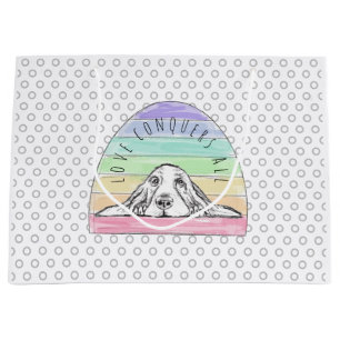 Liebe überwindet alles Hund Regenbogen Basset Houn Große Geschenktüte