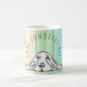 Liebe überwindet alles Hund Regenbogen Basset Houn Kaffeetasse