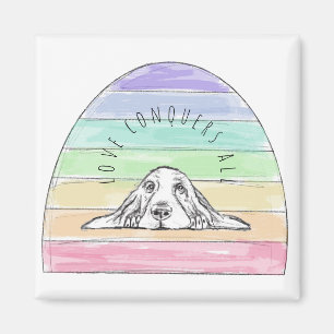 Liebe überwindet alles Hund Regenbogen Basset Houn Magnet