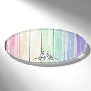Liebe überwindet alles Hund Regenbogen Basset Houn Namenschild