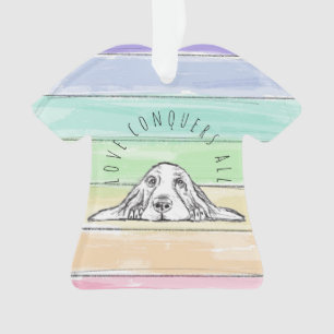 Liebe überwindet alles Hund Regenbogen Basset Houn Ornament
