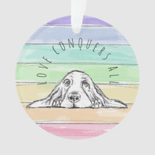 Liebe überwindet alles Hund Regenbogen Basset Houn Ornament