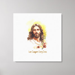 Liebe überwindet jedes Kreuz - Jesus Leinwanddruck