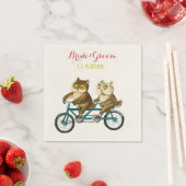 Liebe Uhus Fahrrad tandem Aquarell Serviette (Beispiel)