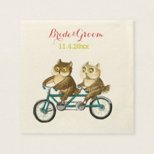 Liebe Uhus Fahrrad tandem Aquarell Serviette