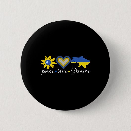 Liebe Ukraine Frieden Sonnenblume Herz Einheit Bew Button (Vorderseite)