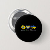 Liebe Ukraine Frieden Sonnenblume Herz Einheit Bew Button (Vorne & Hinten)