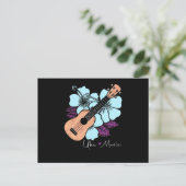 Liebe Ukulele Music Guitar Blume Hawaii Postkarte (Stehend Vorderseite)