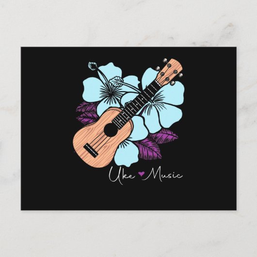 Liebe Ukulele Music Guitar Blume Hawaii Postkarte (Vorderseite)