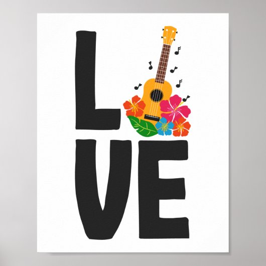 Liebe Ukulele Player Hawaiian Musician Poster (Vorne)