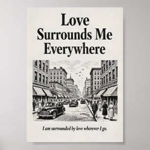 Liebe umgibt mich überall Vintage-Affirmation  Poster