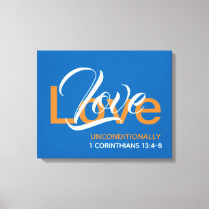 LIEBE UNBEDINGT 1 Korinther Christlich Blau Leinwanddruck