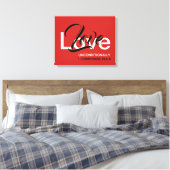 LIEBE UNBEDINGT Christliche Bibelschrift Rot Leinwanddruck (Insitu (Schlafzimmer))