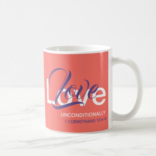 LIEBE UNBEDINGT Christliche Koralle Monogramm Kaffeetasse (Rechts)