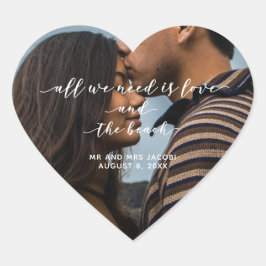 Liebe und Beach Foto Vielen Dank Herz-Aufkleber