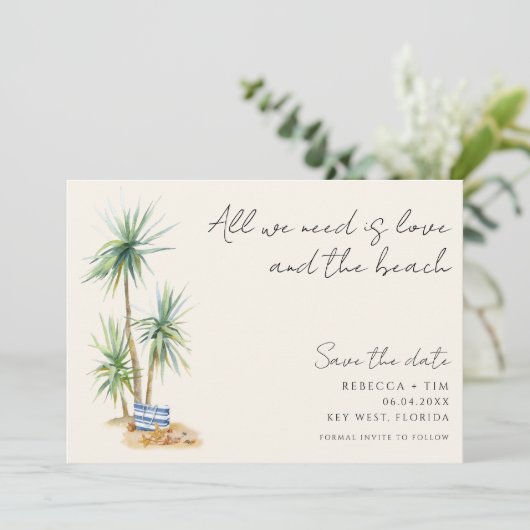 Liebe und Beach Wedding Save the Date (Stehend Vorderseite)