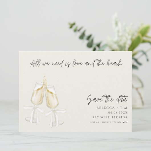 Liebe und Beach Wedding Save the Date (Stehend Vorderseite)