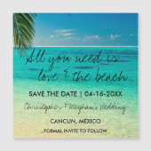 Liebe und Beach Wedding Save the Date Magnetkarte (Vorderseite)