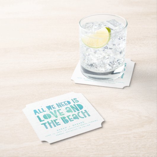 Liebe und Beach Wedding Save the Date Untersetzer (Vor Ort)