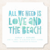 Liebe und Beach Wedding Save the Date Untersetzer (Vorderseite)