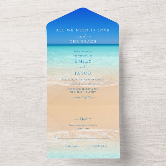 Liebe und Beach Wedding UAWG All In One Einladung (Innen Boden)