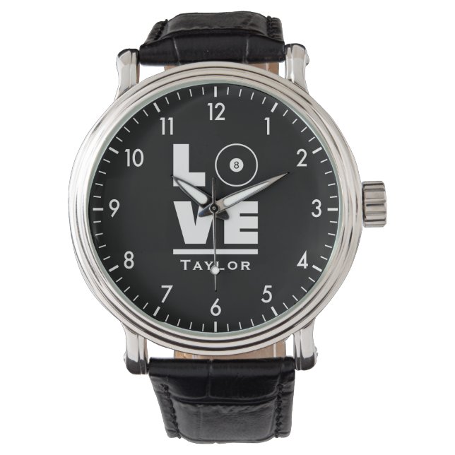 Liebe und Billard und Billard-Billard für Schwimmb Armbanduhr (Vorderseite)