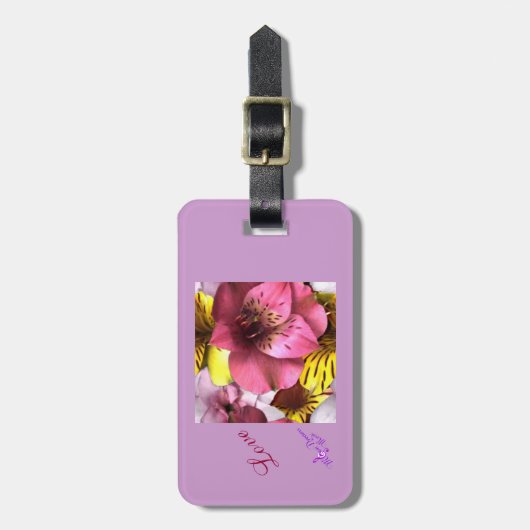 Liebe und Blume Gepäckanhänger mit Lederbügel (Vorderseite vertikal)