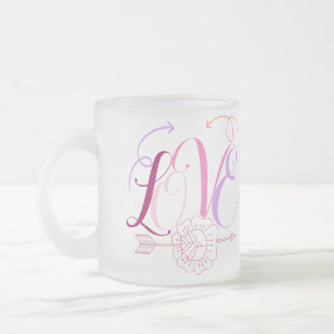 Liebe und Blume mit Pfeil Mattglastasse