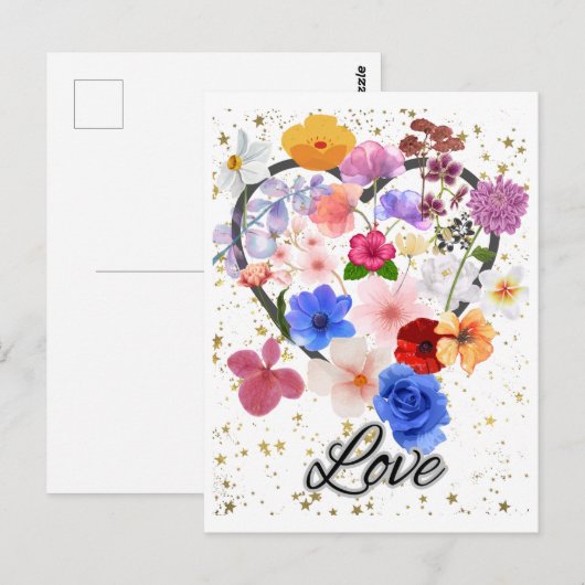 Liebe und Blume Postkarte (Vorne/Hinten)