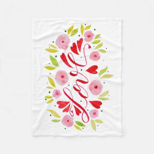 Liebe und Blume - rosa und rot Fleecedecke (Vorderseite)