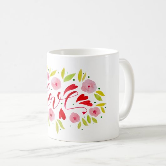 Liebe und Blume - rosa und rot Kaffeetasse (VorderseiteRechts)