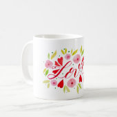 Liebe und Blume - rosa und rot Kaffeetasse (Vorderseite Links)