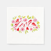 Liebe und Blume - rosa und rot Serviette (Vorderseite)