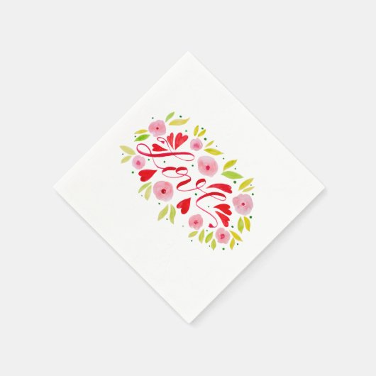 Liebe und Blume - rosa und rot Serviette (Ecke)