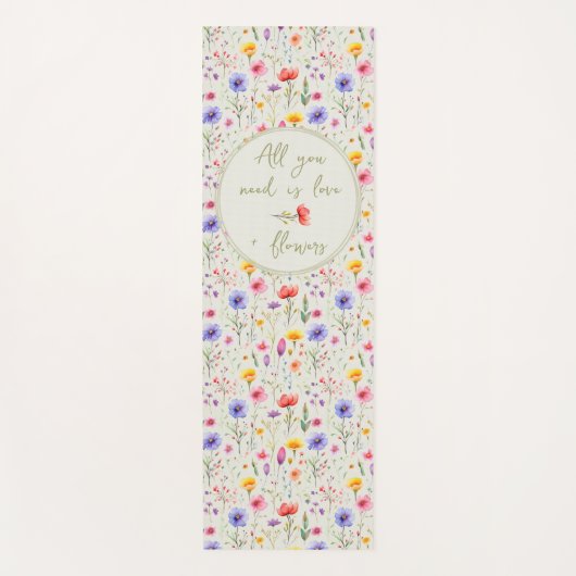 Liebe und Blume Süßes Zitat Grüne Wildblume Yogamatte (Vorderseite)