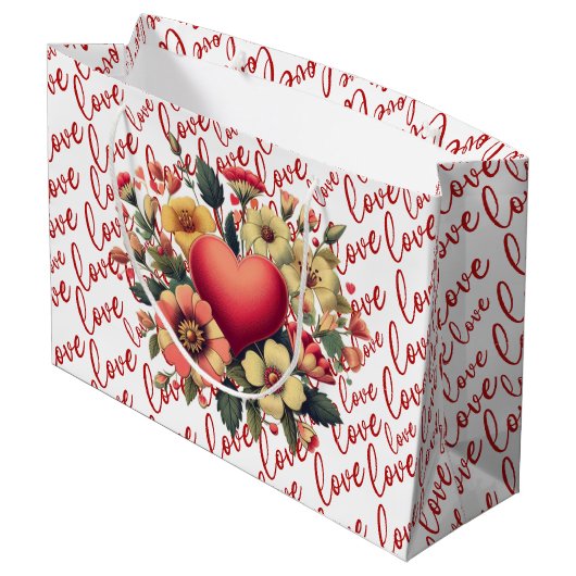 Liebe und Blume Valentine Große Geschenktüte (Rückseite Schrägansicht)