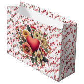 Liebe und Blume Valentine Große Geschenktüte (Vorderseite Schrägansicht)