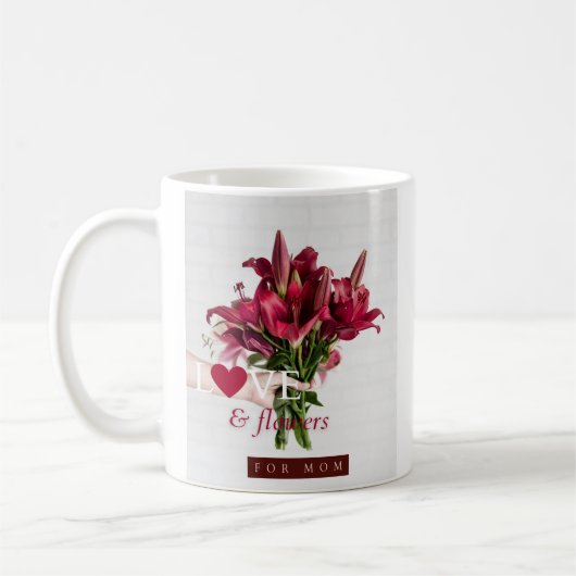 Liebe und Blume zur Mama Lila rosa Rose Kaffeetasse (Links)