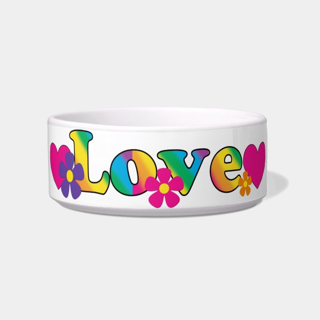 Liebe und Blumen-heller Farb60er Hippie entwerfen Napf (Vorderseite)