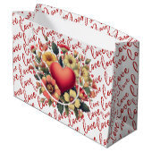 Liebe und Blumen Valentinstag  Große Geschenktüte (Rückseite Schrägansicht)