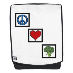 Liebe und Broccoli-Symbole Rucksack