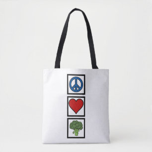 Liebe und Broccoli-Symbole Tasche