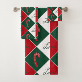 Liebe und Candy Canes Badhandtuch Set