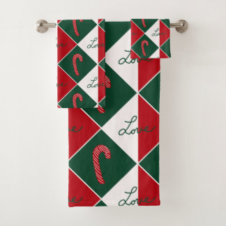 Liebe und Candy Canes Badhandtuch Set